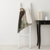 Couverture Sherpa Basset Hound dans une peinture à l'huile de chapea (En situation)