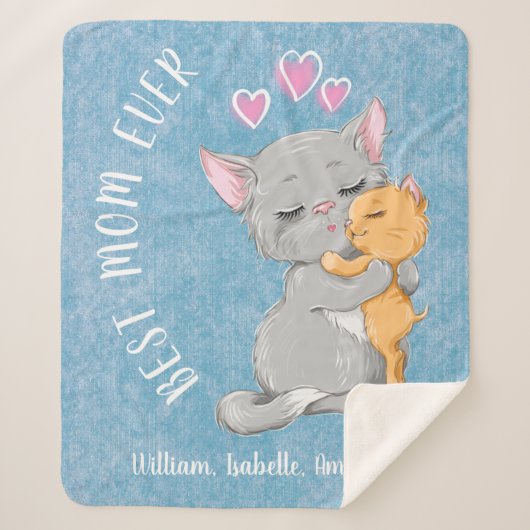 Couverture Sherpa Bast maman cadeau d'anniversaire coeurs roses mign (Devant)