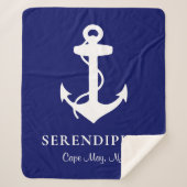 Couverture Sherpa Bateau Ancre Marine Bleu Personnalisé (Devant)