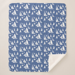 Couverture Sherpa Bateaux à voile bleu marine