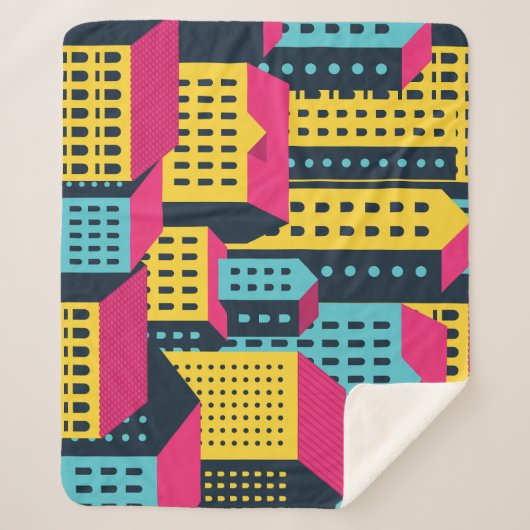 Couverture Sherpa Bâtiments Abstraits Ville Paysage Vintage (Devant)