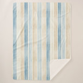 Couverture Sherpa Beach Blue Cream Stripes (Devant)