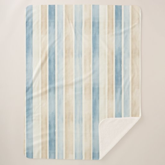 Couverture Sherpa Beach Blue Cream Stripes (Devant)