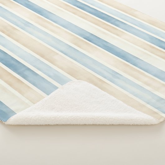 Couverture Sherpa Beach Blue Cream Stripes (3/4)