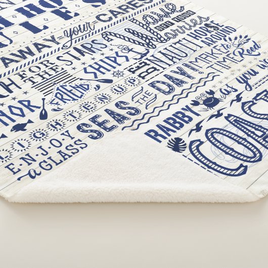 Couverture Sherpa Beach House Rules Coastal Blue Famille personnalis (3/4)