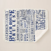 Couverture Sherpa Beach House Rules Coastal Blue Famille personnalis (Devant (Horizontal))