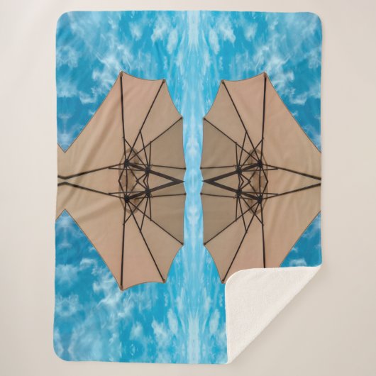 Couverture Sherpa Beach party blues soleil océan parapluie pop coule (Devant)