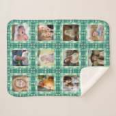 Couverture Sherpa Beach Seashell Faux Quilé Turquoise Photo Collage (Devant (Horizontal))