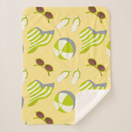Couverture Sherpa Beach vacay pattern with sunglasses and sun hat (Devant)