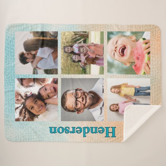 Couverture Sherpa Beachy Vibes Custom Photo and Family Name (Devant (Horizontal))