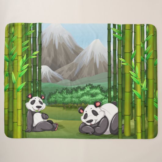 Couverture Sherpa Bears de Panda mignonne et bambou (Devant (Horizontal))