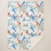 Couverture Sherpa Beau Aquarelle Oiseaux et Motif de Foliage (Devant)