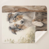 Couverture Sherpa Beau bleu Merle Aussie (Devant (Horizontal))