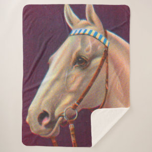 Couverture Sherpa beau cheval blanc