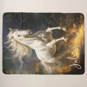 Couverture Sherpa Beau Cheval Blanc Thoroughbred (Devant (Horizontal))