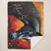 Couverture Sherpa Beau Cheval Noir (Devant)