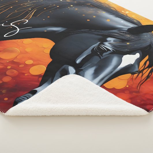 Couverture Sherpa Beau Cheval Noir (3/4)