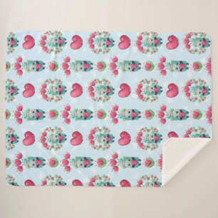 Couverture Sherpa Beau Floral Mason Jar Hearts Motif