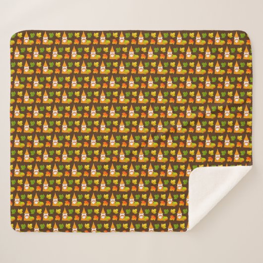 Couverture Sherpa Beau gnome et belles feuilles d'automne (Devant (Horizontal))