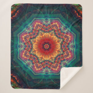 Couverture Sherpa Beau kaléidoscope à fleurs multicolores motif