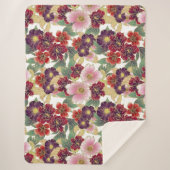 Couverture Sherpa Beau Motif avec élément floral vert rose (Devant)