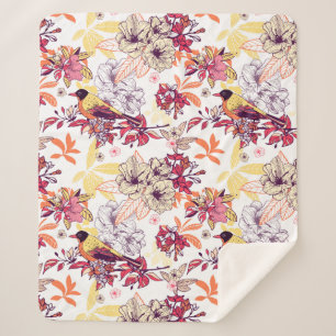 Couverture Sherpa Beau motif floral