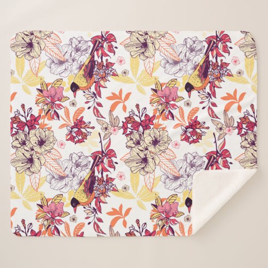Couverture Sherpa Beau motif floral (Devant (Horizontal))