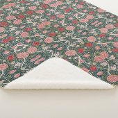 Couverture Sherpa Beau motif floral Fleurs de feuillage Rouge rose (3/4)