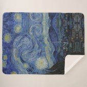 Couverture Sherpa Beau paysage Bleu nuit Ciel d'or étoiles (Devant (Horizontal))