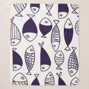 Couverture Sherpa Beau poisson. Enfants arrière - plans. Motif sans