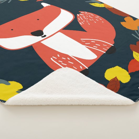 Couverture Sherpa Beau renard en hiver motif de forêt (3/4)