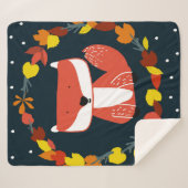 Couverture Sherpa Beau renard en hiver motif de forêt (Devant (Horizontal))