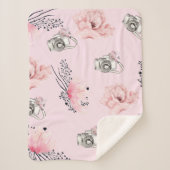 Couverture Sherpa Beau Rose Floral Rose clair (Devant)