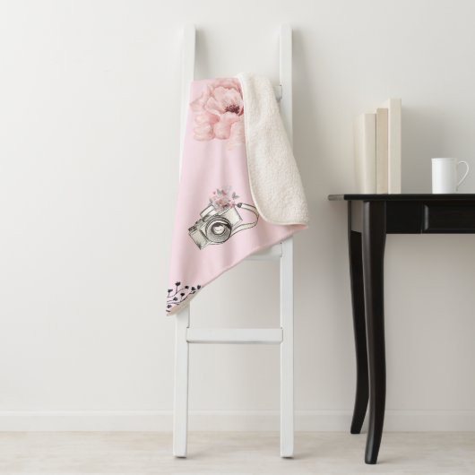 Couverture Sherpa Beau Rose Floral Rose clair (En situation)