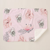 Couverture Sherpa Beau Rose Floral Rose clair (Devant (Horizontal))