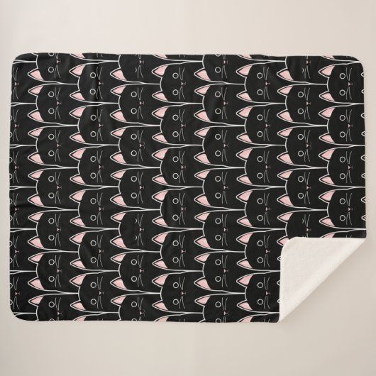 Couverture Sherpa Beaucoup de Motif de chats noirs (Devant (Horizontal))