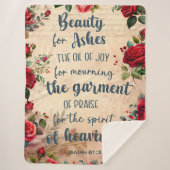 Couverture Sherpa Beauté Des Cendres, Ésaïe 61:3, Écriture Rose (Devant)