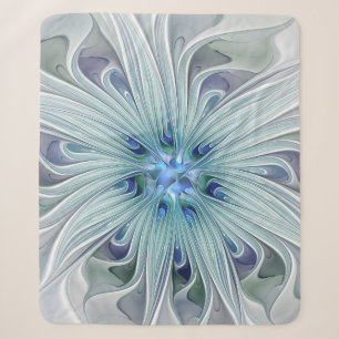Couverture Sherpa Beauté florale Abstraite moderne Blue Pastel Flowe