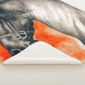 Couverture Sherpa Beauté friésienne Cheval Noir Aquarelle Art (3/4)