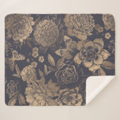 Couverture Sherpa Beautiful flowers peonies, roses and butterflies.  (Devant (Horizontal))
