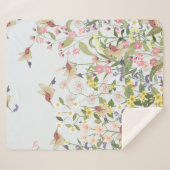 Couverture Sherpa Beautiful hummingbird in sweet floral flower garde (Devant (Horizontal))