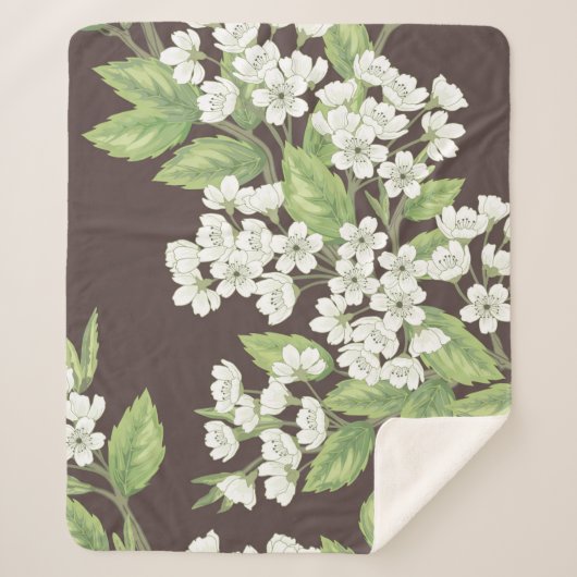 Couverture Sherpa Beautiful seamless spring pattern with green branc (Devant)