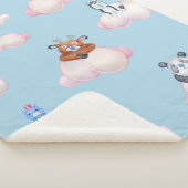 Couverture Sherpa Beaux Animaux Dans Les Nuages Monogram Sherpa Blan (3/4)
