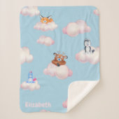 Couverture Sherpa Beaux Animaux Dans Les Nuages Monogram Sherpa Blan (Devant)