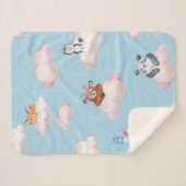 Couverture Sherpa Beaux Animaux Dans Les Nuages Monogram Sherpa Blan (Devant (Horizontal))