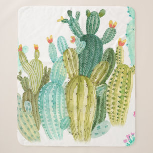 Couverture Sherpa Beaux cactus vintages, succulents, cactus bloomi