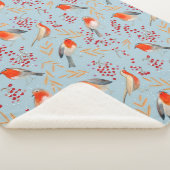 Couverture Sherpa Beaux oiseaux festifs bleu motif (3/4)