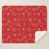 Couverture Sherpa Beaux Snowflakes sur Noël Arrière - plan rouge (Devant (Horizontal))