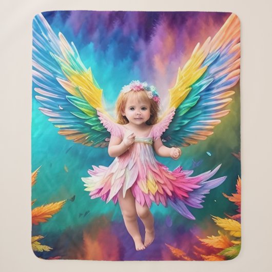 Couverture Sherpa Bébé Bébé Ange ailes Art-38424 (Devant)