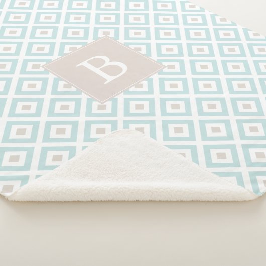 Couverture Sherpa Bébé bleu Motif géométrique Monogrammé (3/4)